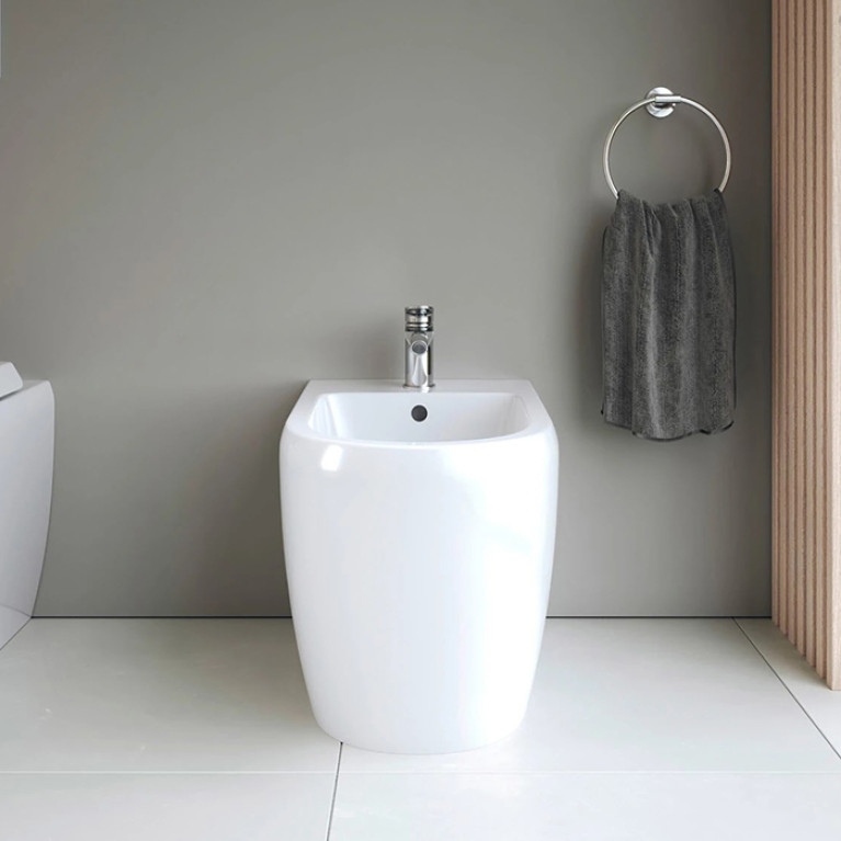 Duravit  Qatego Биде напольное 390х600х400 мм, с 1 отв под смеситель, Wei&szlig; Hochglanz, цвет белый