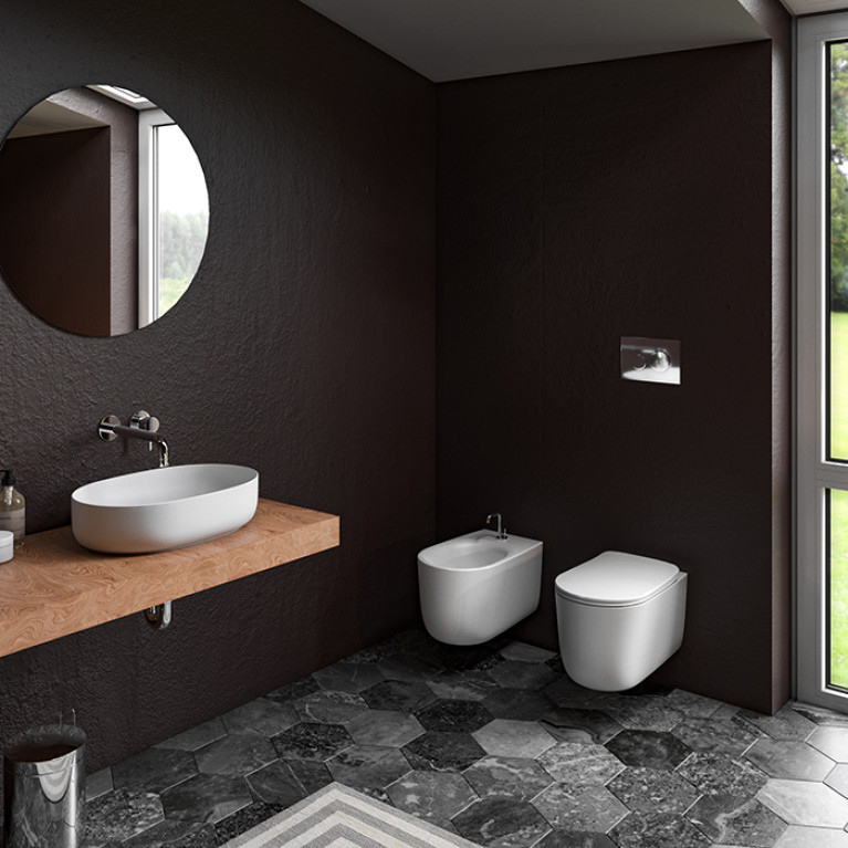 Kerasan Nolita Биде подвесное с 1 отв. под смеситель 55х35 см, с креплениями WB9N., цвет белый глянцевый