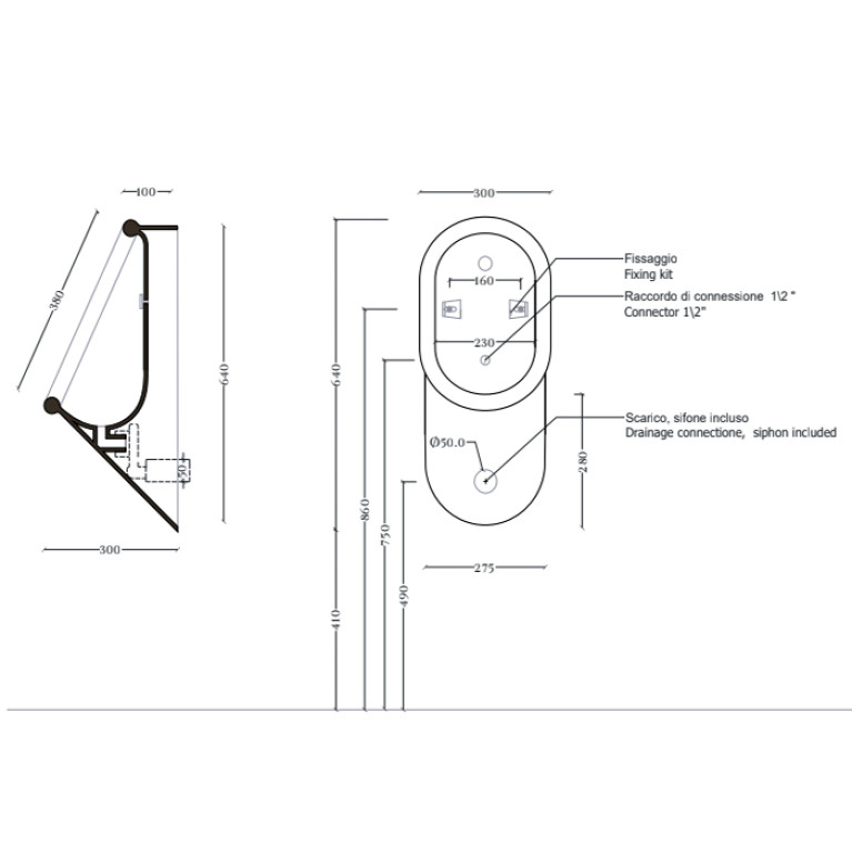Artceram BABILA Писсуар 37 x 30 h 64 см, . цвет белый SANIGLAZE
