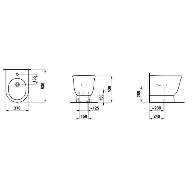 Laufen New Classic Биде напольное  530x370x340мм с 1 отв. под смеситель, цвет: белый