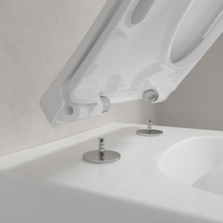 VilleroyBoch Venticello Унитаз подвесной 375*560*330, безободковый, в комплекте сиденье SlimSeat Line c микролифтом, CeramicPlus, цвет альпийский