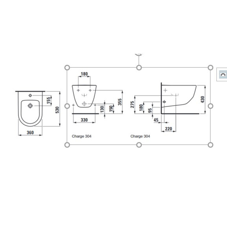 Laufen Pro Биде подвесное 530x360x335(430) мм, с 1 отв. под смесит, боковые отверстия для подвода воды, цвет: белый