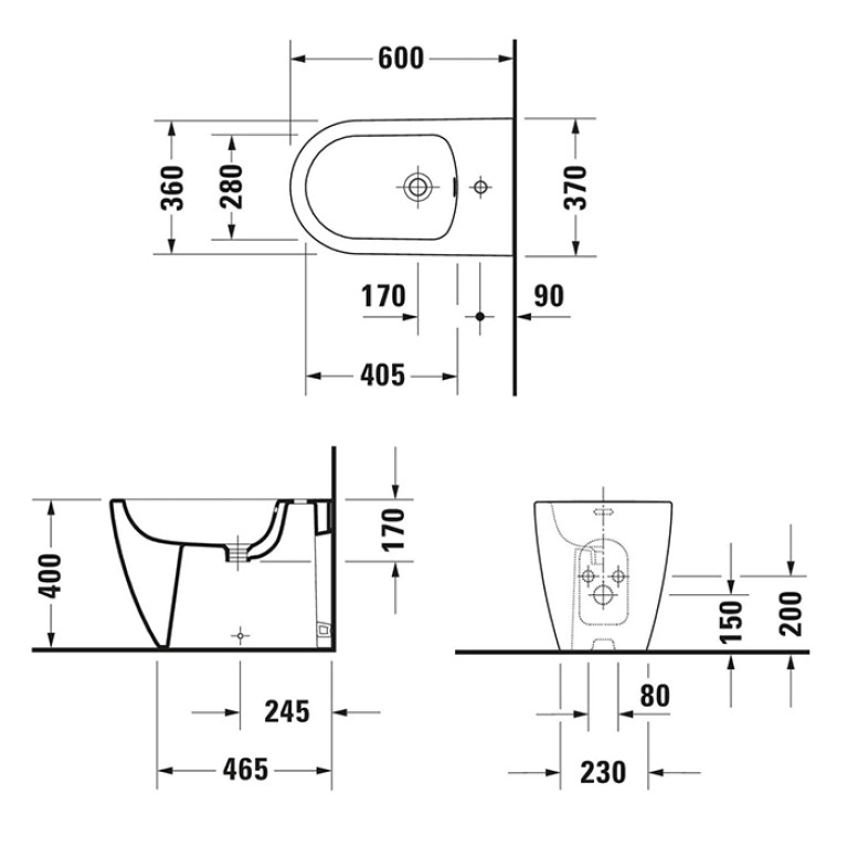 Duravit Soleil by Starck Биде напольное 370х600 мм, с 1 отв под смеситель,Wei&szlig; Hochglanz,  цвет белый