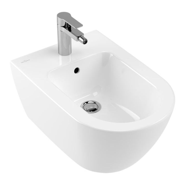 VilleroyBoch Subway 2.0 Биде подвесное 370*565*280, с 1 отв. под смеситель, CeramicPlus, цвет альпийский белый