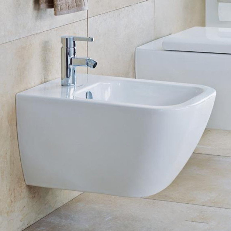 DURAVIT Happy D.2  Биде подвесное с 1 отв под смеситель, с креплением, с покрытием WonderGliss цвет белый (СПЕЦЦЕНА)