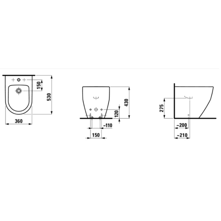 Laufen Pro Биде напольное 56x36x43 см, с 1 отв. под смеситель,  цвет: белый