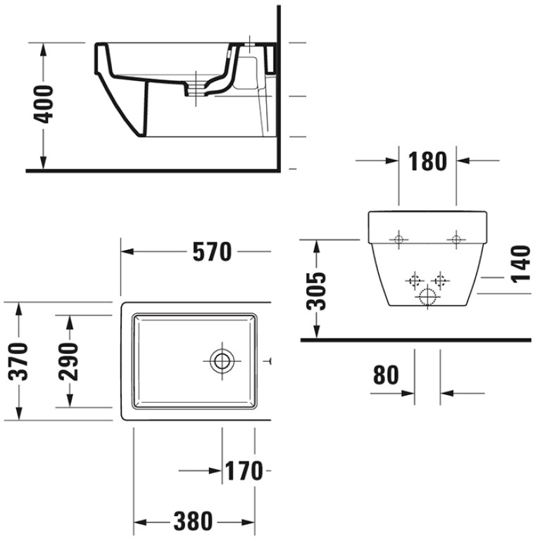 Duravit Vero Air Биде подвесное с 1 отв под смеситель, цвет белый