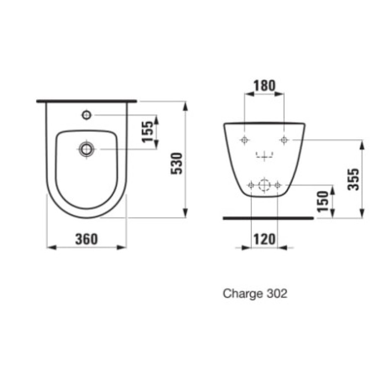 Laufen Pro Биде подвесное 53x36см, с 1 отв. под смеситель,  без боковых отверстий для подвода воды, цвет: белый (со склада продаем с унитазом PRO!)