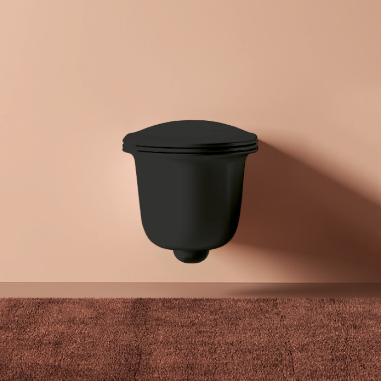 Artceram CHIC Унитаз подвесной  безободковый 38х53 см, с крепеж. цвет черный матовый (акция из наличия)