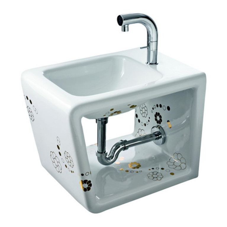 Ceramica Althea Outline биде напольное,с 1отв под смеситель,550*390*430мм декор white/ bijoux /потертости по бокам/ код 17