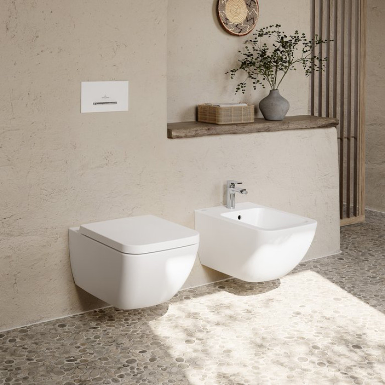 VilleroyBoch Venticello Биде подвесное 375*560*285, с 1 отв. под смеситель, CeramicPlus, цвет альпийский белый
