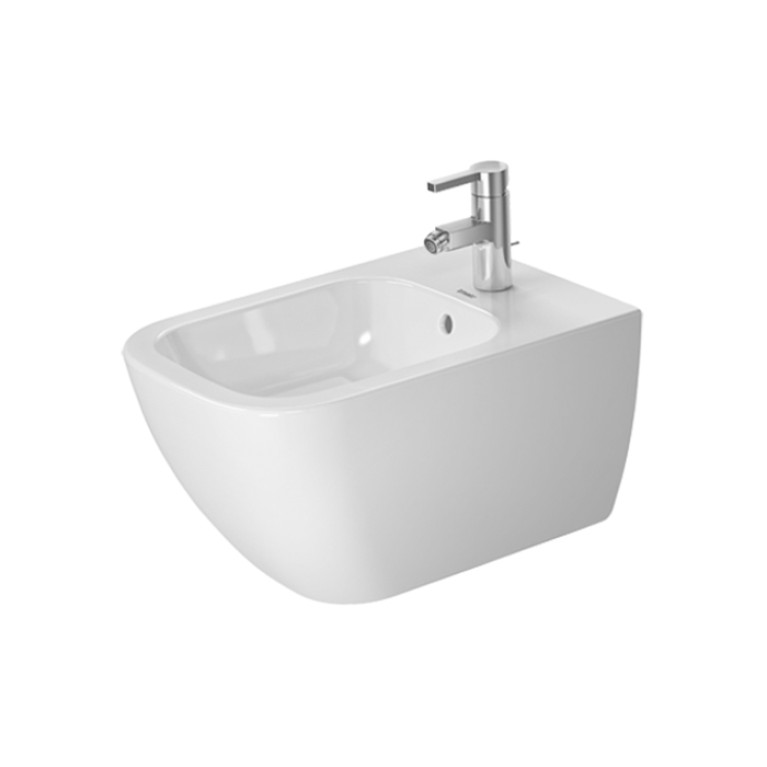DURAVIT Happy D.2  Биде подвесное с 1 отв под смеситель, с креплением, с покрытием WonderGliss цвет белый (СПЕЦЦЕНА)