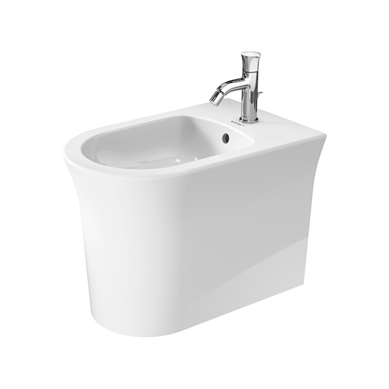 Duravit White Tulip Биде напольное 370x580х420 мм, с переливом, с 1 отв под смеситель,  с WonderGliss, цвет: белый