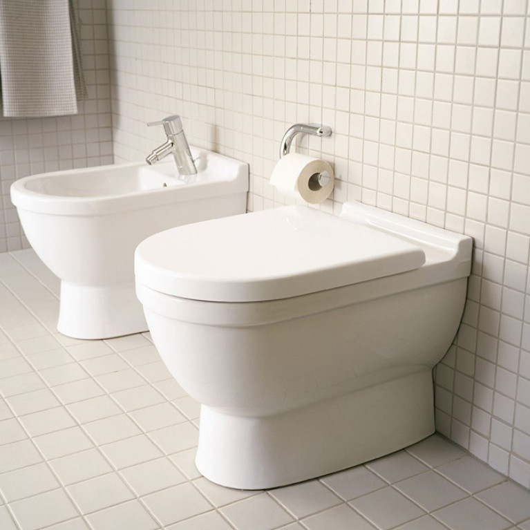 Duravit Starck 3 Биде напольное приставное 560х360 мм , с  1 отв. под смеситель, Цвет: белый+WonderGliss