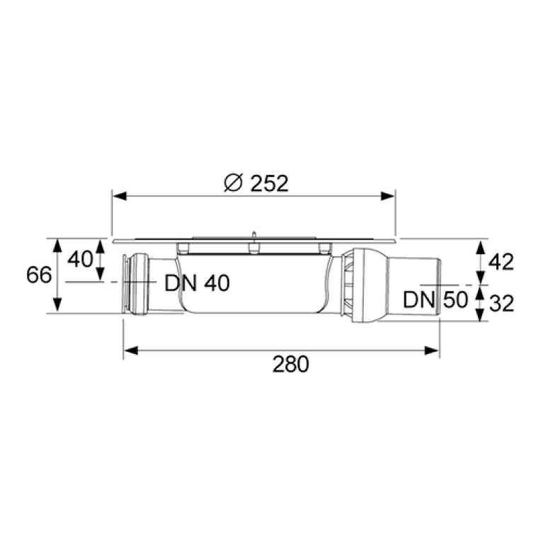 TECE Трап низкий горизонтальный DN 50