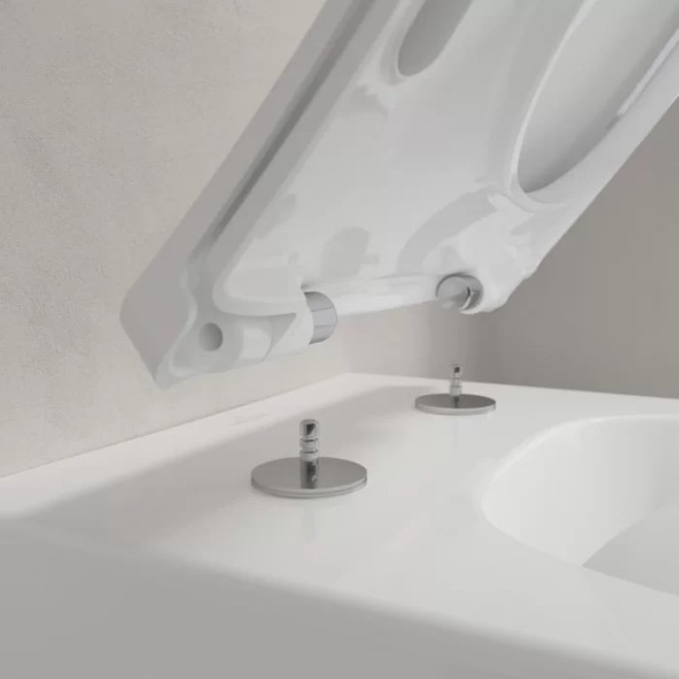VilleroyBoch Venticello Унитаз подвесной 375*560*330, безободковый, в комплекте сиденье SlimSeat c микролифтом, покрытие CeramicPlus, цвет альпийский