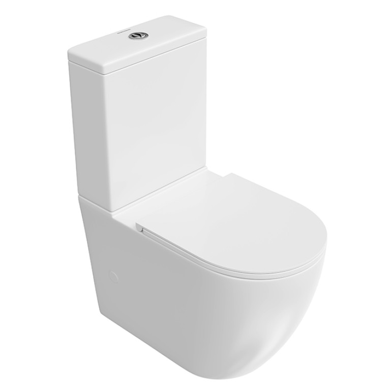 Kerama Marazzi Унитаз SFERA напольный безободковый с крепежом и сиденьем, быстросъемным с softclose, белый глянцевый