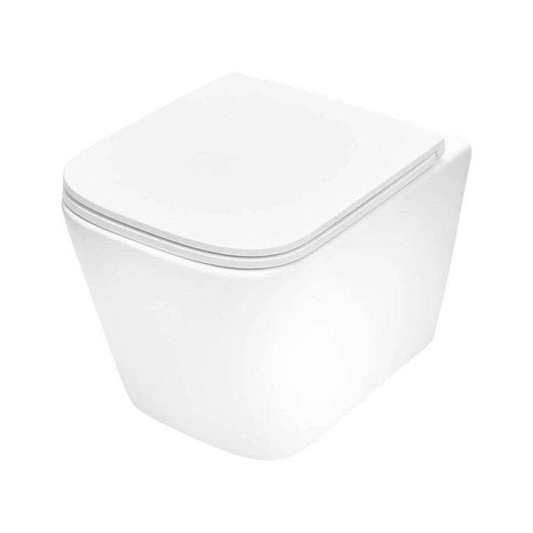 TECEspring S Комплект: Унитаз подвесной Regular, безободковая чаша со смывом Tornado flush, сиденье Slim с микролифтом и быстрым снятием, белый глянец