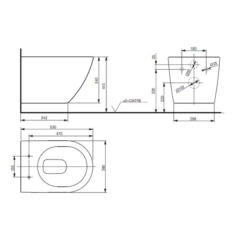 TOTO NC Унитаз 380x530x340мм, подвесной, без сиденья, безободковый, Tornado Flush, CeFiONtect, цвет: белый