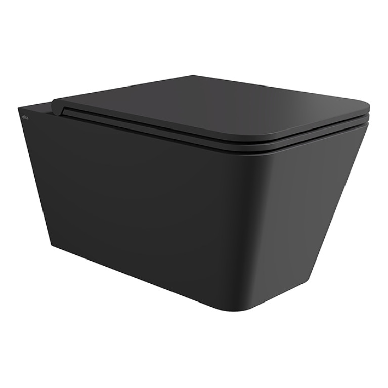 Alice Hide Унитаз Square 55х35, подвесной, безободковый, без сиденья и крышки, чёрный матовый