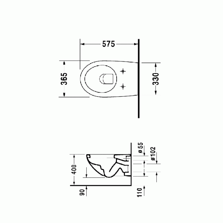 Duravit Architec Унитаз подвесной, с вертикальным смывом, вкл. крепление Durafix, объем 4,5 л, Цвет: Белый с покрытием HygieneGlaze