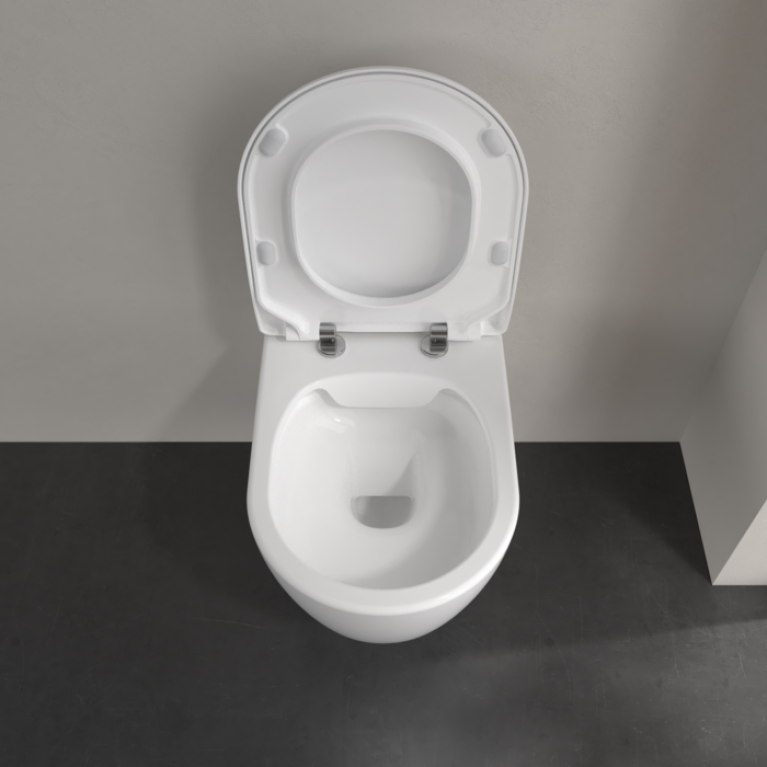 VilleroyBoch Avento Сиденье для унитаза с микролифтом, тонкое, цвет белый/нержавеющая сталь