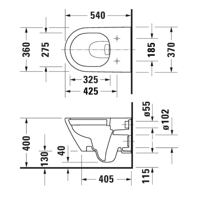 Duravit D-Neo Унитаз подвесной 370х540  мм безободковый, цвет: белый (Спец.цена из наличия)