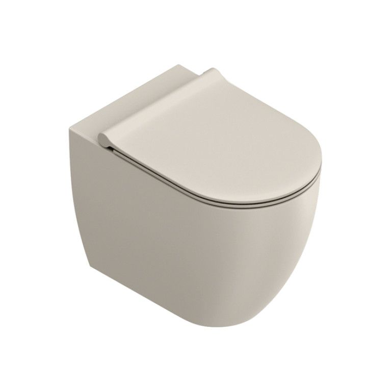 Catalano SFERA Унитаз напольный 55x35, безободковый, универс.слив, смыв Tornado, покрытие Twinglaze+, без крепежа, цвет Sabbia Satinato