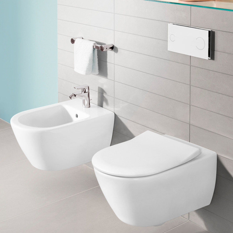 VilleroyBoch Subway 2.0 Сиденье для унитаза SlimSeat с функцией QuickRelease и SoftClosing, белый/нержавеющая сталь