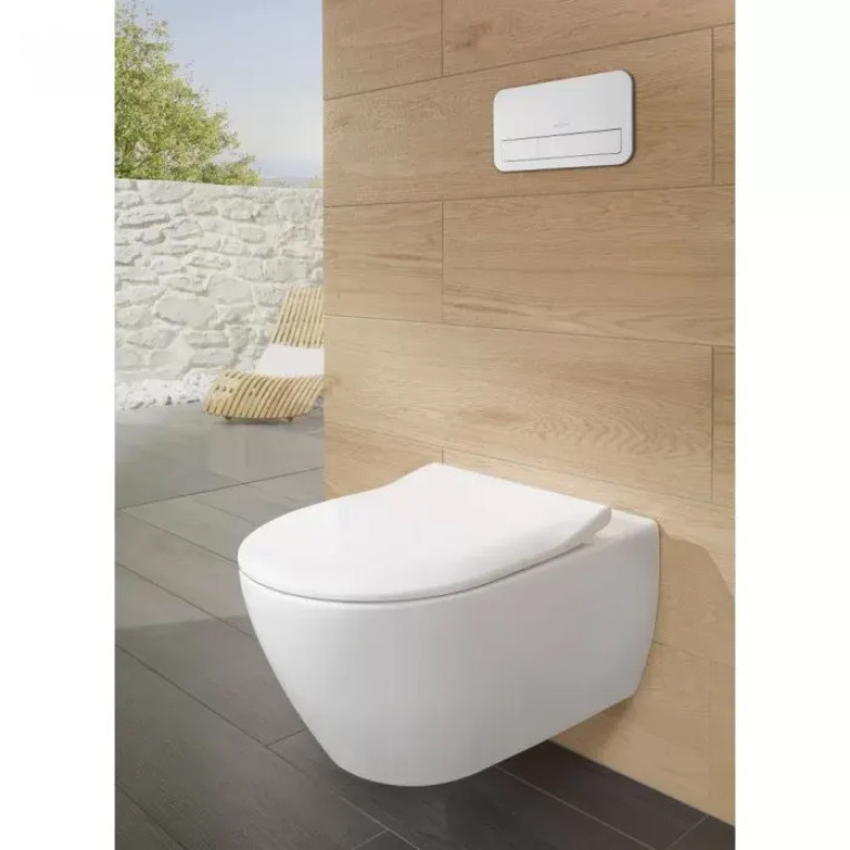 VilleroyBoch Subway 2.0 Унитаз подвесной 370*560*365, безободковый, в комплекте сиденье SlimSeat с микролифтом, CeramicPlus, цвет альпийский белый