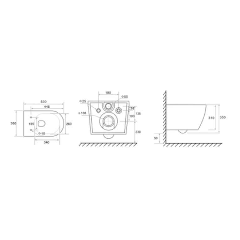 TECEspring R Комплект: Унитаз подвесной 530*360мм, со смывом Tornado flush, сиденье Slim с микролифт и быстрым снятием, белый глянец