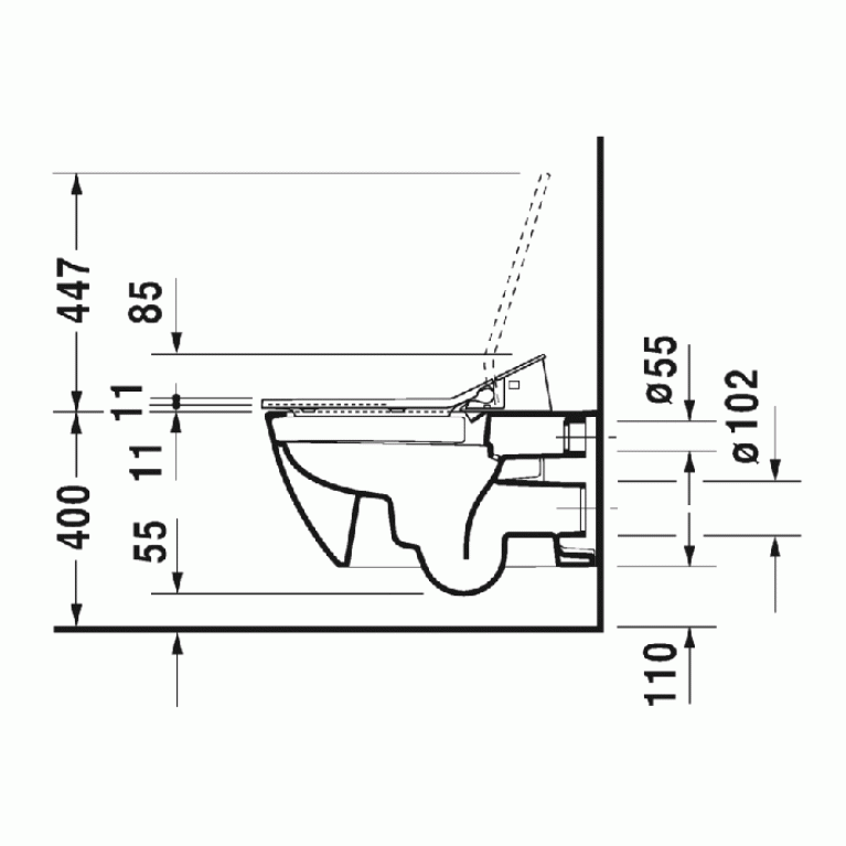 Duravit Happy D.2  SensoWash Унитаз подвесной безободковый ,620*365 мм., с креплениями , белый с HygieneGlaze