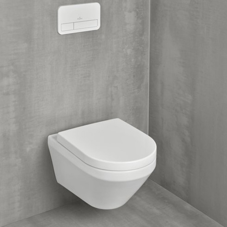 VilleroyBoch Architectura Унитаз подвесной 370*530*330, безободковый, смыв Tornado, в комплекте сиденье SoftClosing, цвет альпийский белый