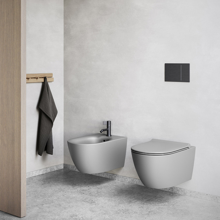 Catalano SFERA Унитаз подвесной 55x35, безободковый, смыв Tornado, покрытие Twinglaze+, без крепежа, цвет Cemento Satinato