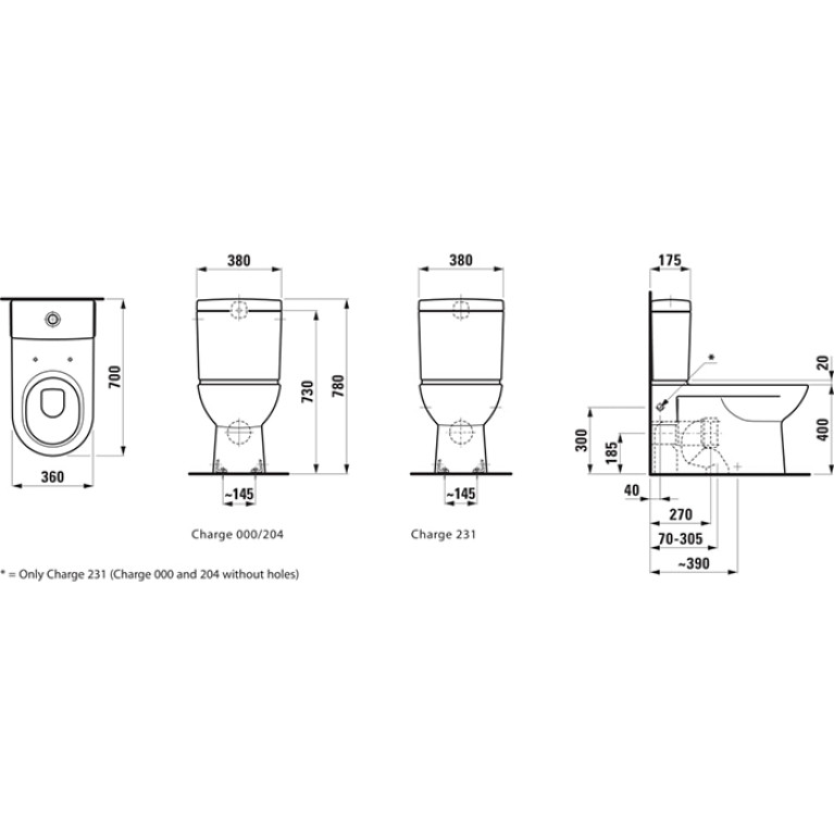 Laufen Pro  Унитаз-компакт напольный,70х36х42 см,  выпуск Vario, для бачка 82695.1/2/3/5, цвет белый
