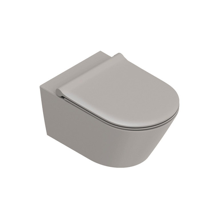 Catalano Zero Унитаз подвесной 55x35, безободковый, смыв Tornado, покрытие Twinglaze+, без крепежа, цвет Tortora Satinato