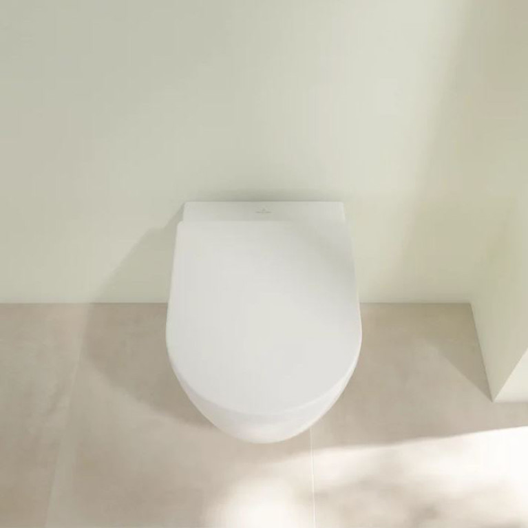 VilleroyBoch Avento&nbsp;Унитаз подвесной 370*530*310, безободковый, в комплекте сиденье c микролифтом, цвет альпийский белый