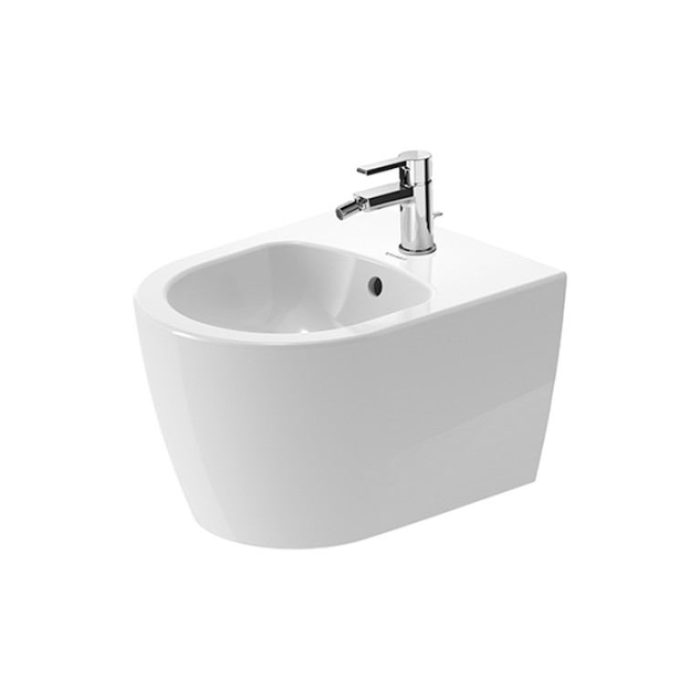 Duravit ME by Starck Биде подвесное компакт с перел., с 1 отв. под смес., вкл. крепление Durafix, 370x480мм, с покрытием WonderGliss Цвет: Белый