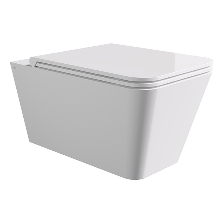Alice Hide Унитаз Square 55х35, подвесной, безободковый, без сиденья и крышки, белый глянцевый