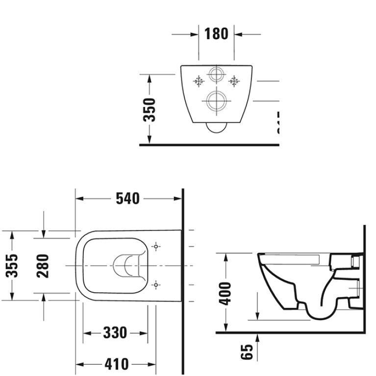 Duravit Happy D.2 Унитаз подвесной, безободковый 540х365 мм, с креплением, цвет белый (СПЕЦЦЕНА с нашего склада)