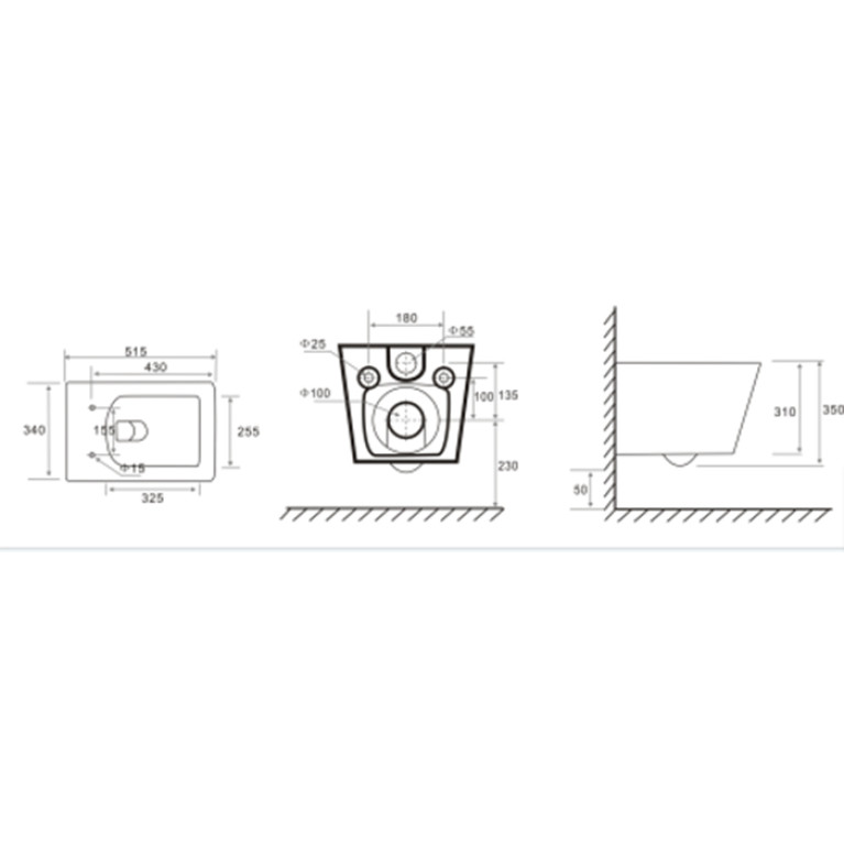 TECEspring S Комплект: Унитаз подвесной Regular, безободковая чаша со смывом Tornado flush, сиденье Slim с микролифтом и быстрым снятием, белый глянец
