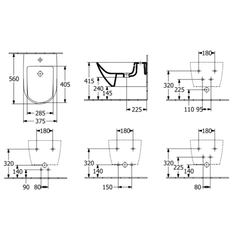 VilleroyBoch Subway 3.0 Биде подвесное 375*560*270, с 1 отв. под смеситель, цвет Wei&szlig; Alpin CeramicPlus