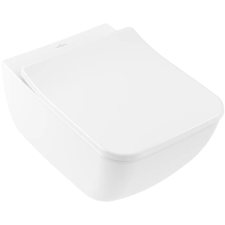 VilleroyBoch Venticello Унитаз подвесной 375*560*330, безободковый, в комплекте сиденье SlimSeat c микролифтом, покрытие CeramicPlus, цвет альпийский