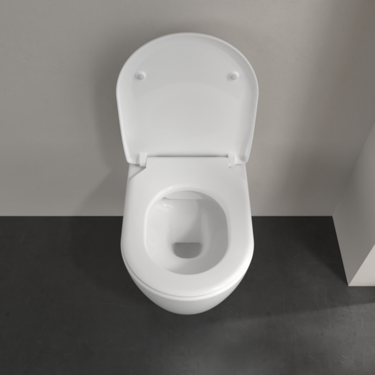 VilleroyBoch Avento Сиденье для унитаза с микролифтом, тонкое, цвет белый/нержавеющая сталь