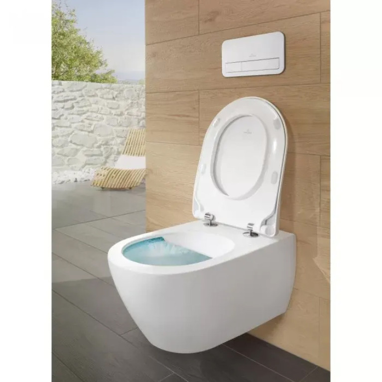 VilleroyBoch Subway 2.0 Унитаз подвесной 370*560*365, безободковый, в комплекте сиденье SlimSeat с микролифтом, CeramicPlus, цвет альпийский белый