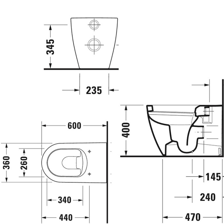 DURAVIT Bento Starck Box  Унитаз напольный с сиденьем, белый матовый