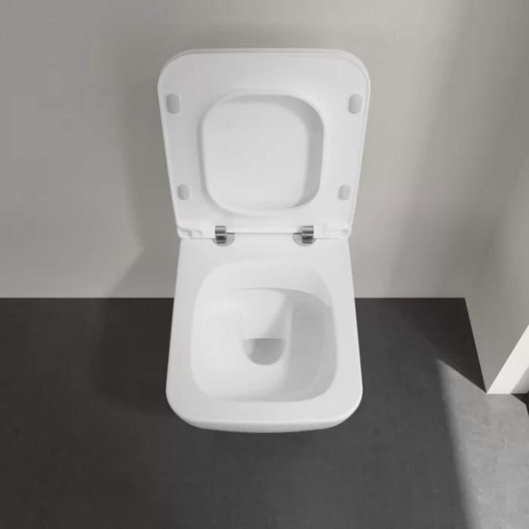 VilleroyBoch Venticello Унитаз подвесной 375*560*330, безободковый, в комплекте сиденье SlimSeat c микролифтом, покрытие CeramicPlus, цвет альпийский