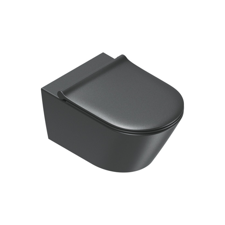Catalano Zero Унитаз подвесной 55x35, безободковый, смыв Tornado, покрытие Twinglaze+, без крепежа, цвет черный матовый