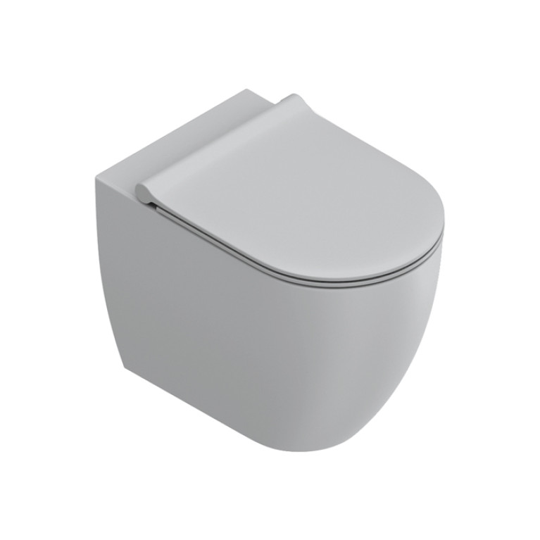 Catalano SFERA Унитаз напольный 55x35, безободковый, универс.слив, смыв Tornado, покрытие Twinglaze+, без крепежа, цвет Cemento Satinato