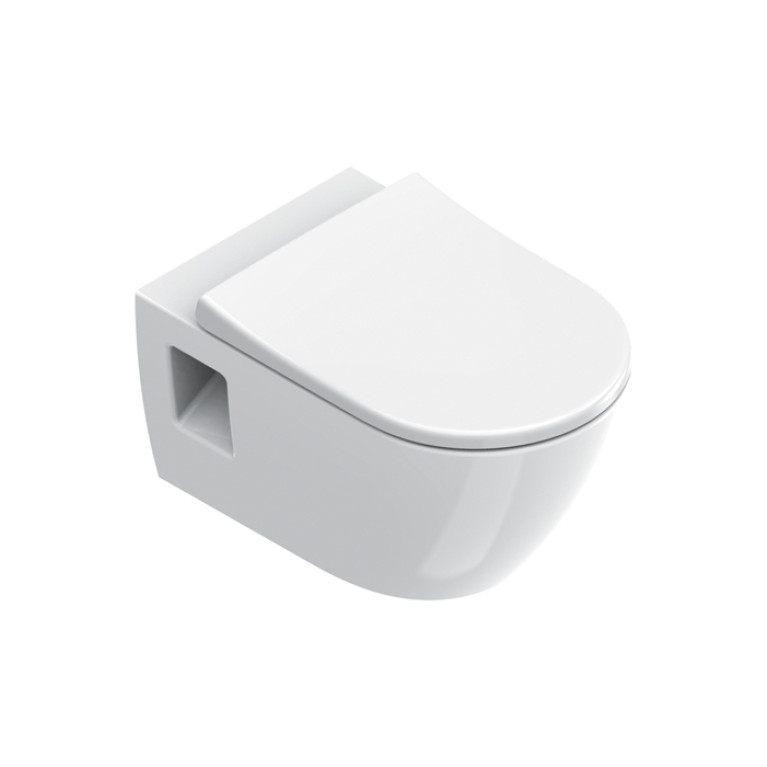 Catalano SFERA Унитаз подвесной 55x35, безободковый, смыв Tornado, покрытие Cataglaze+, открытый креп., цвет белый глянцевый